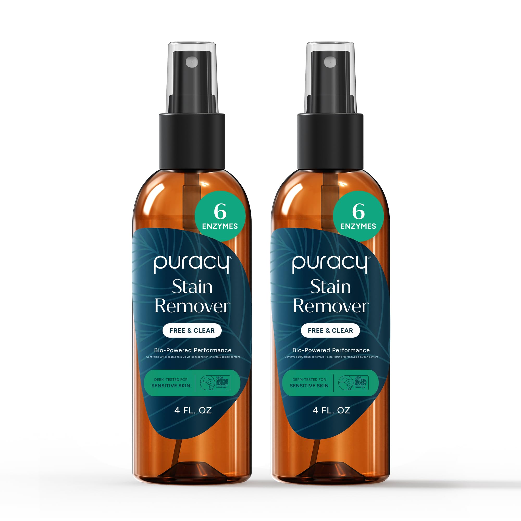 Puracy Stain Remover, Travel and Laundry Stain Cleaner for Clothes, Baby Essentials, Kids Stains, Oil and Fabric Spot Cleaner, (Stain Remover Spray, 4 fl oz, 2 Pack)