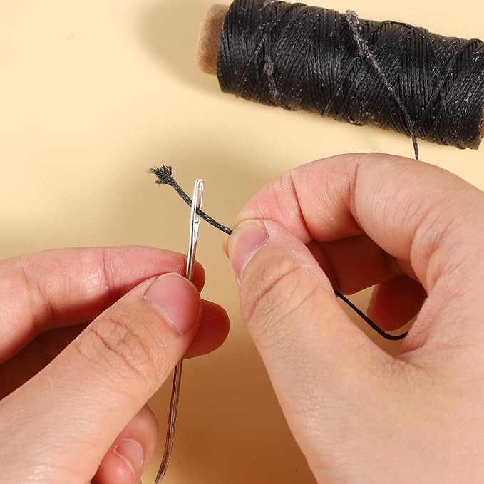 Hilo encerado 50m con 7 agujas para coser cuero miniatura 2