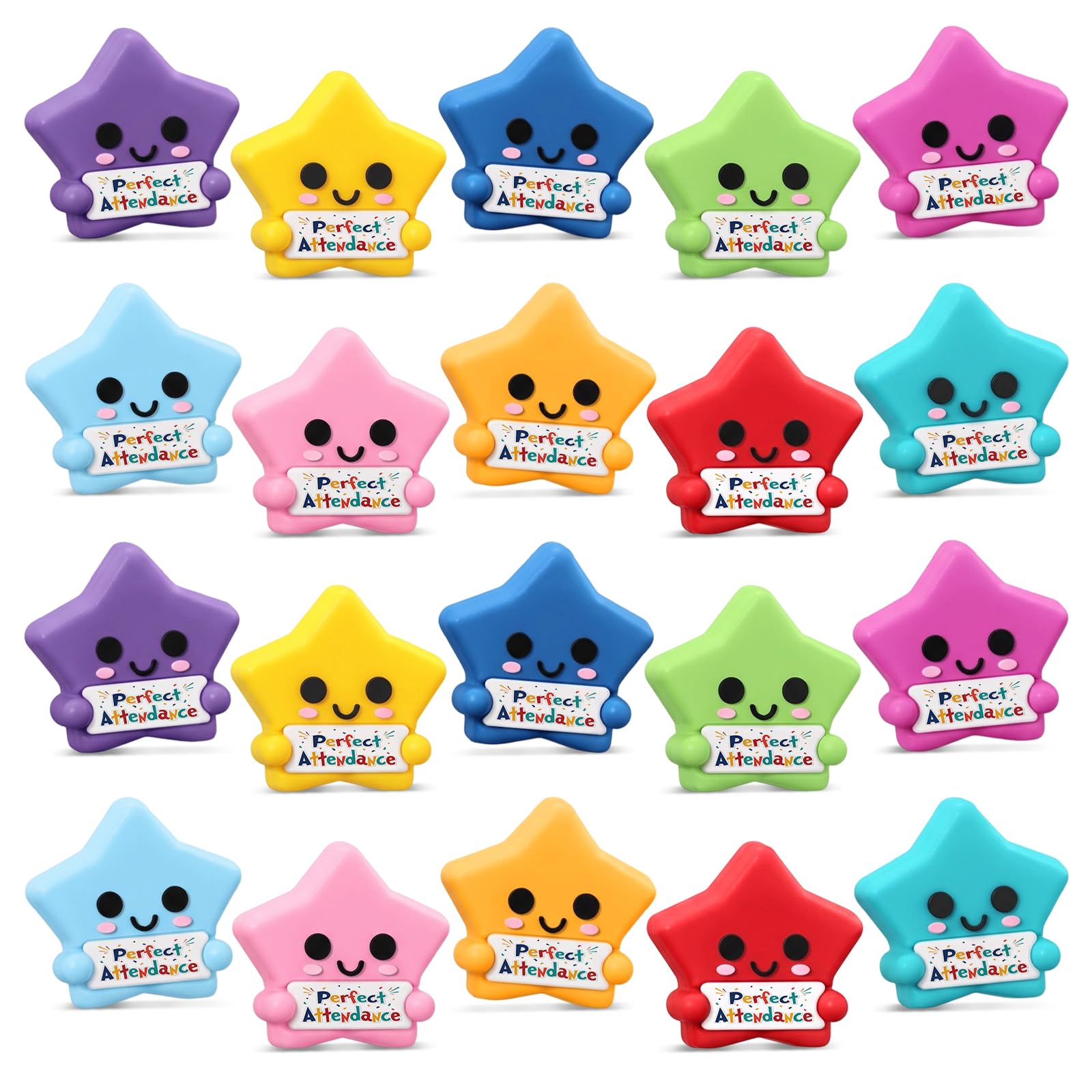Skylety 100 Pcs Perfect Attendance Resin Star, Classroom Incentives Prizes