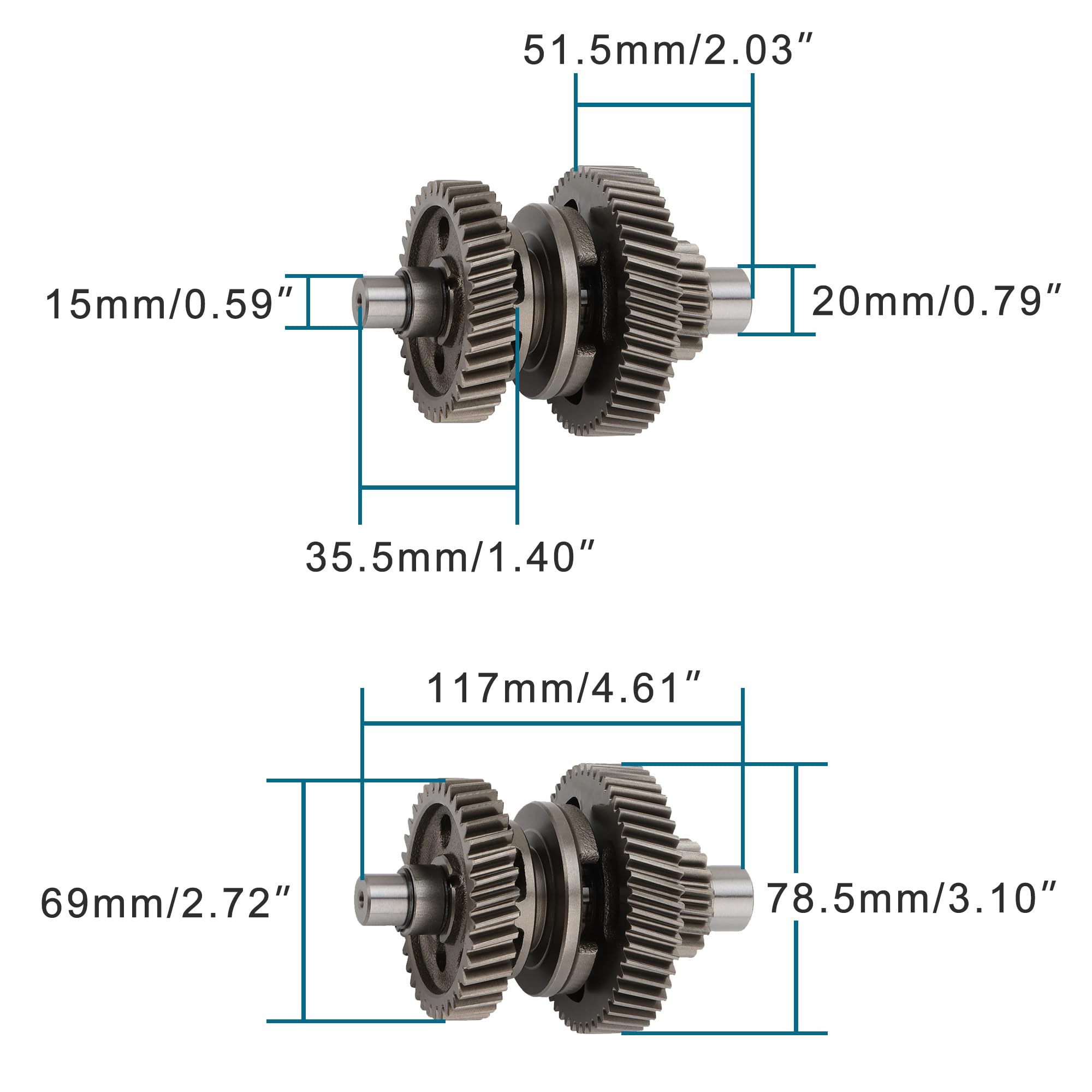 GOOFIT Engranaje de Transmisión del Motor 17T, Eje de Engranaje Intermedio Secundario de la Caja Externa Reemplazo para Gy6 ATV 200 200cc AU200 LX200M CVT LC162FMK E 200 ATV Go Kart