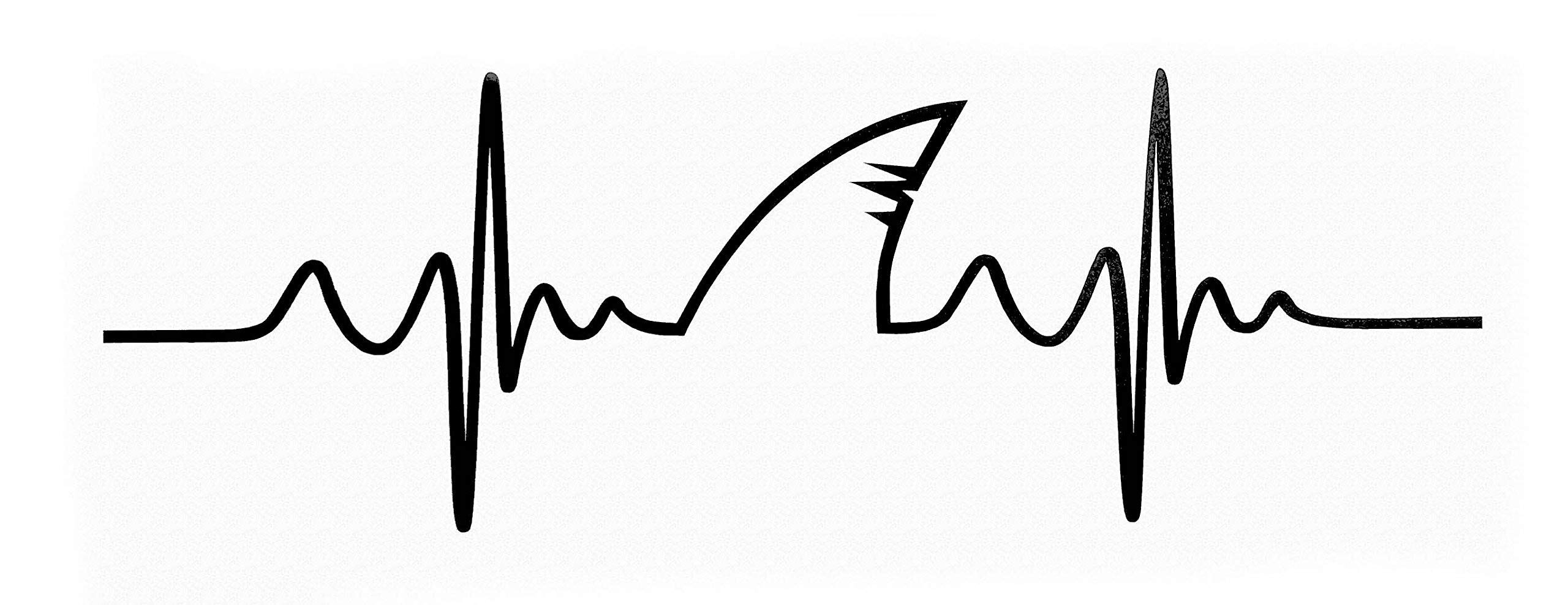 Custom Pulse Shark Vinyl Decal - Heart Beat Ocean Beach Bumper Sticker, for Tumblers, Laptops, Car Windows - Great Tropical Ocean Design