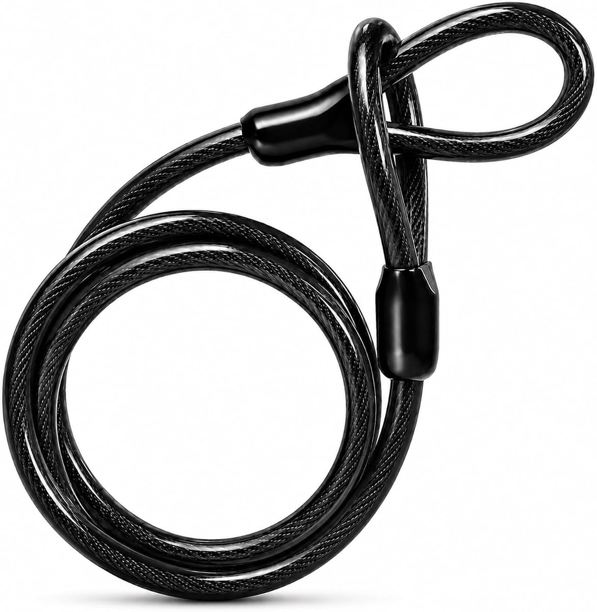 Bike Cable Lock Security Cable with Loops - 3/8 inch (10 mm) Heavy-Duty Locking Cable, Vinyl Coated Steel Cable Bike Chain Security Chain (4ft, 7ft, 15ft)