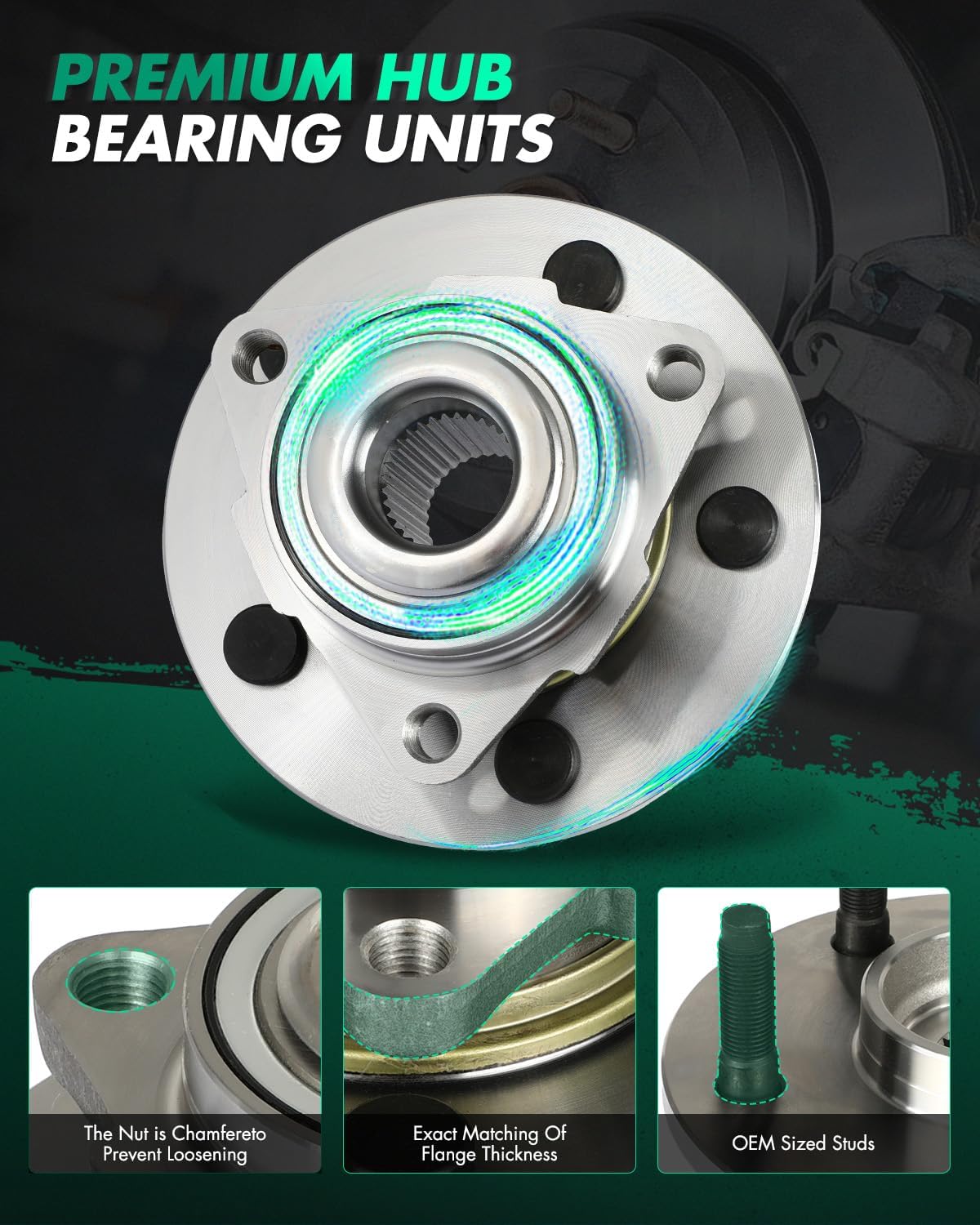 SCITOO 2 x Wheel Hub and Bearing Assembly Left Right Front for 2002-2008 for Dodge Ram 1500 515072