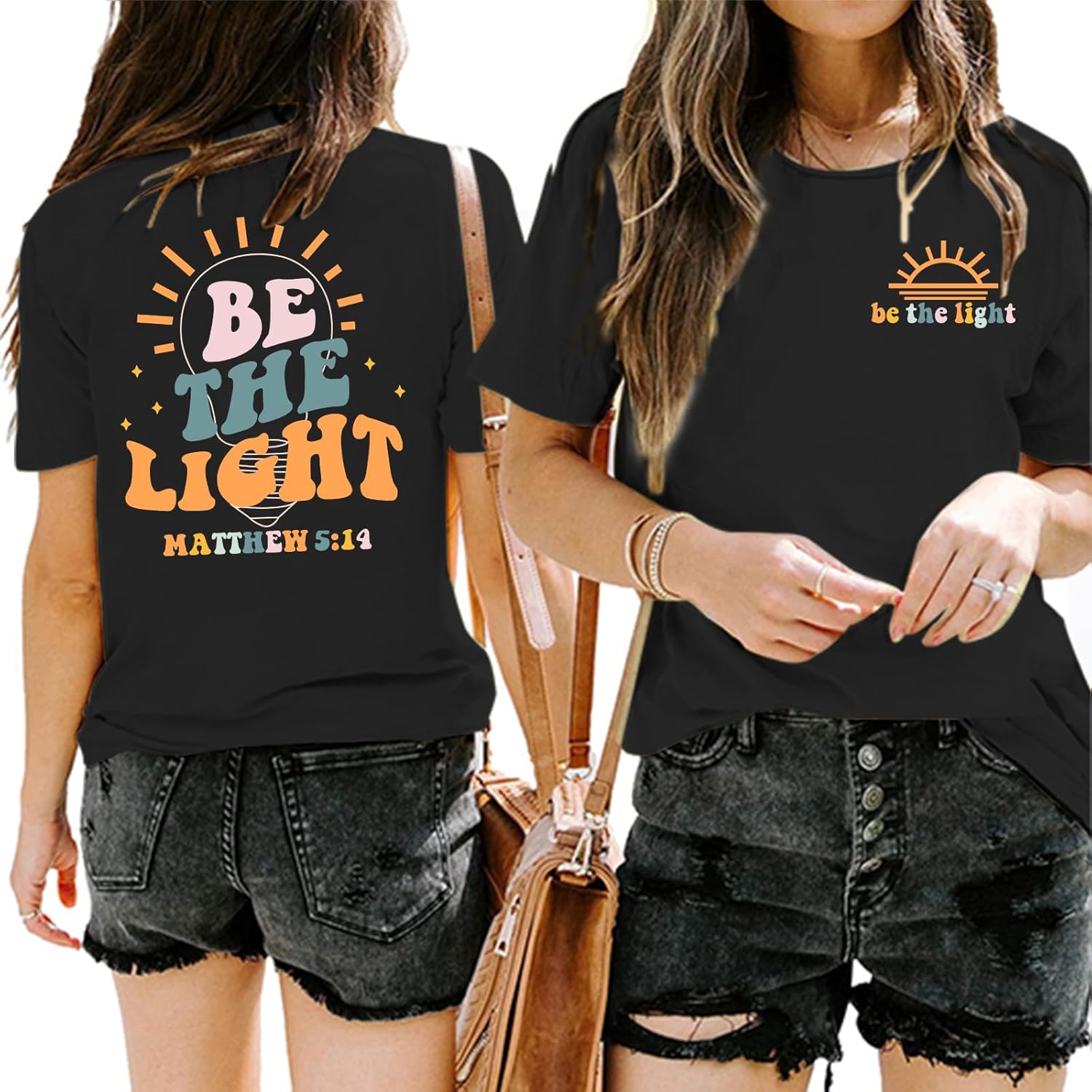 Christian Shirts Women Jesus Faith Tshirt Bible Verse Be The Light Shirt Inspirational Religious Graphic Tees Top