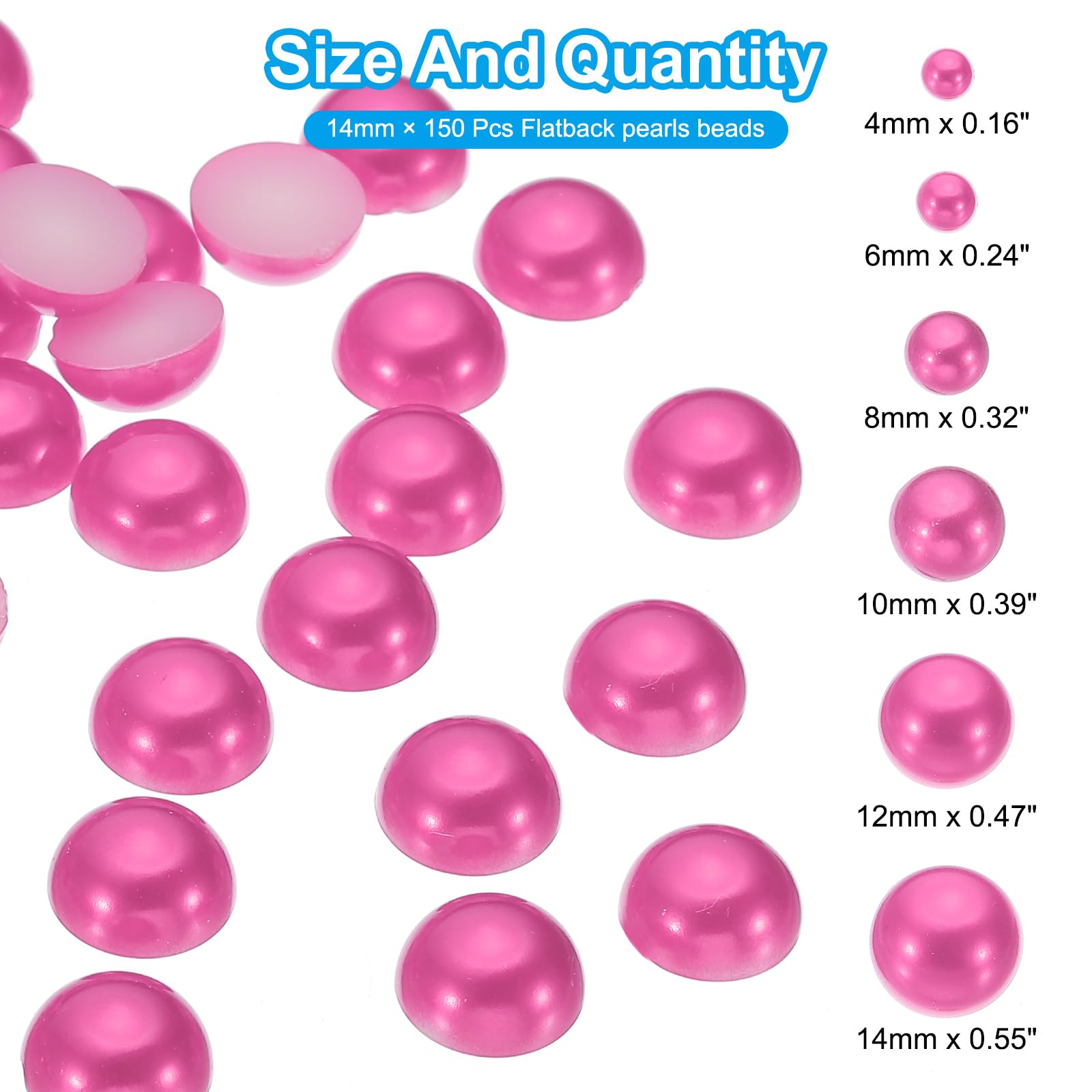 PATIKIL 150Pcs Flatback Pearls Beads for Crafting 14mm Half Round Resin Beads Flatback Pearls for Nail Charms Handmade Phone Case Embellishment - Image 2