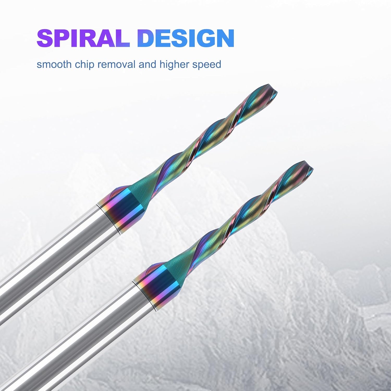 5 Pcs Down Cut Spiral Router Bits 1/4 inch Shank, 1/8 Inch Cutting Diameter End Mills, 2 Flute Spiral Solid Carbide CNC Milling Cutters with DLC Coating for Precision Wood Carving Applications