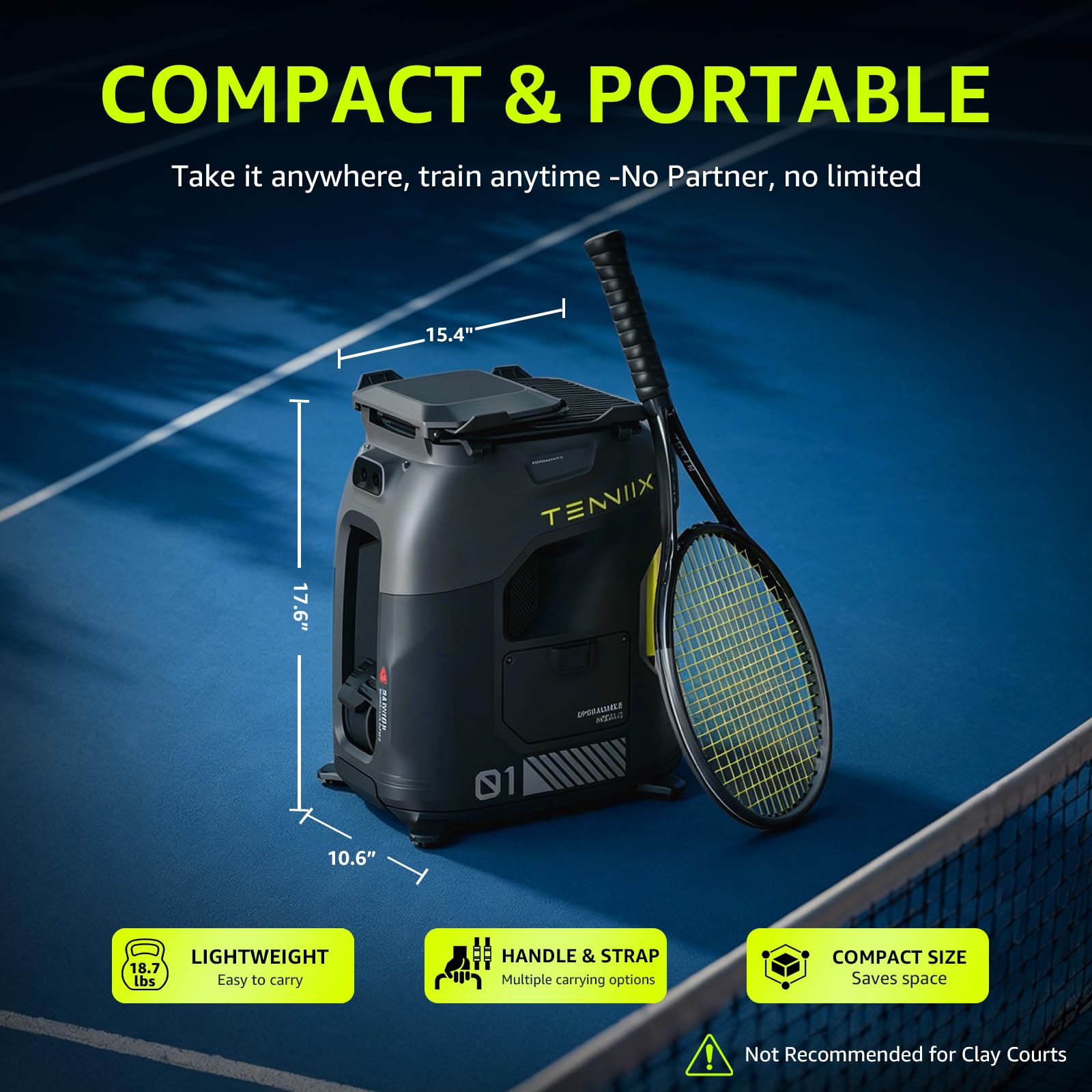 Amazon | TENNIIX ベーシックテニスボールマシン 18ポンド ポータブル