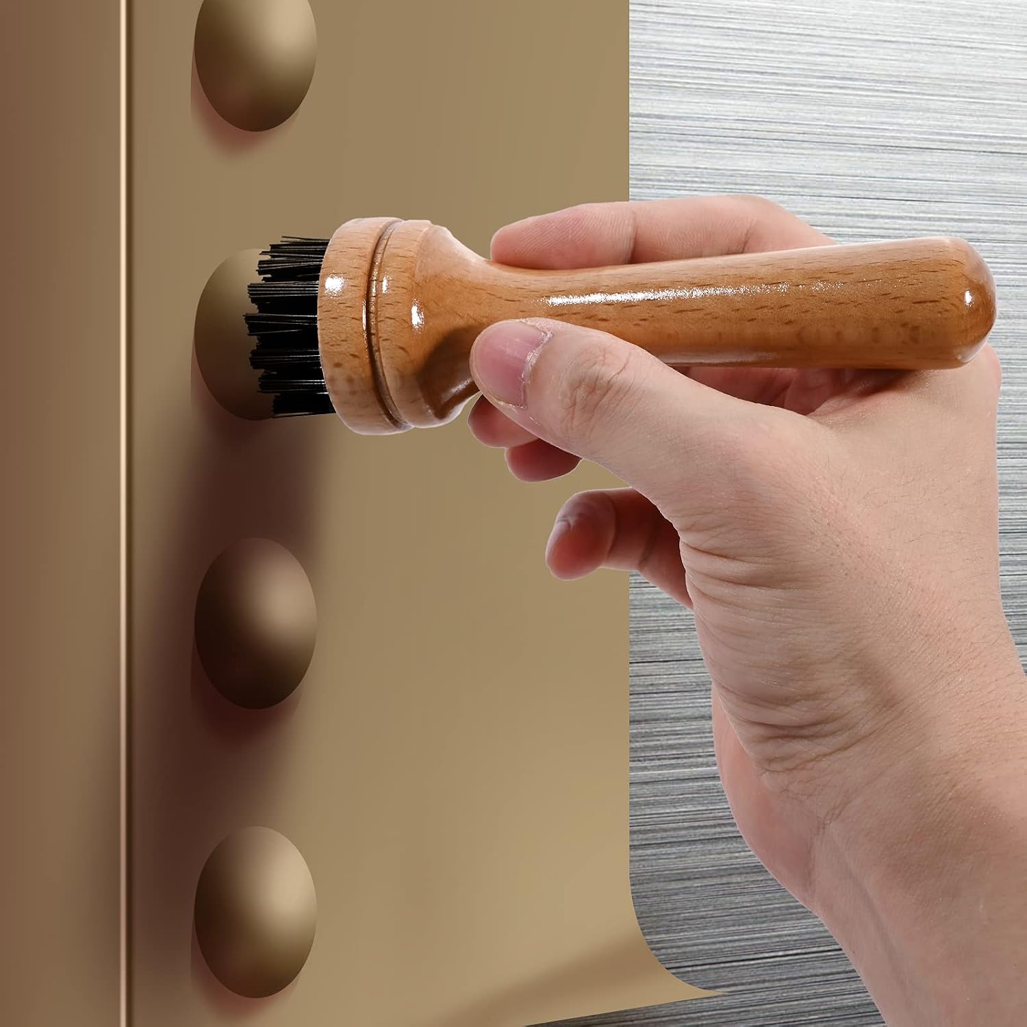 FOSHIO Rivet Brush for Vinyl Wrap, Graphics Reflective Film on Rivets, Wooden Washing and Cleaning Brush, Portable Cleaning Tool Household Items for Home Kitchen Office Car