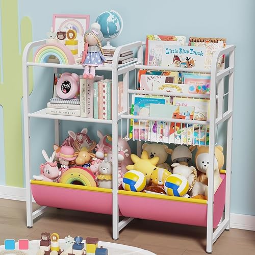 Estantería de 3 niveles para niños y almacenamiento de juguetes, estantería para niños pequeños, estante de exhibición de libros para niños