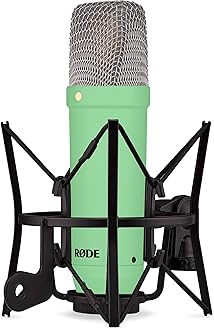 Rode NT1 Signature Series - Green Condenser Microphone with SM6 Shockmount, Tripod Base Microphone Stand and Pop Filter