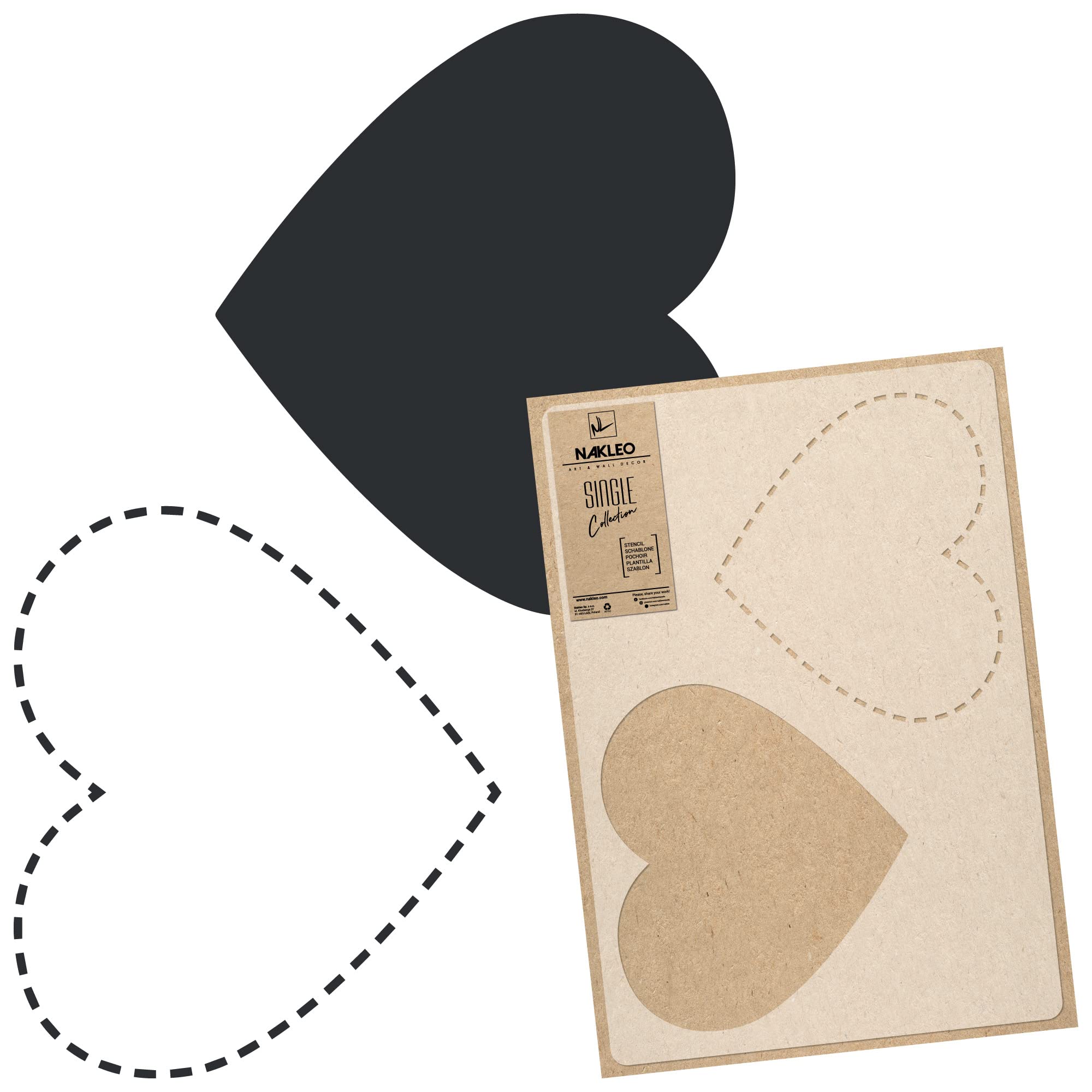 NAKLEO Large Wall Painting Stencil 43x64 cm, Dotted Heart Valentine's Day Pattern, Reusable Plastic Template