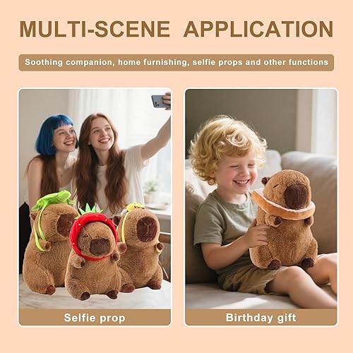 Miniatura 4 de Capybara - Mochila de peluche con tortuga, bonita almohada de peluche Kawaii de peluche, regalo de cumpleaños para niños y niñas, 12 pulgadas