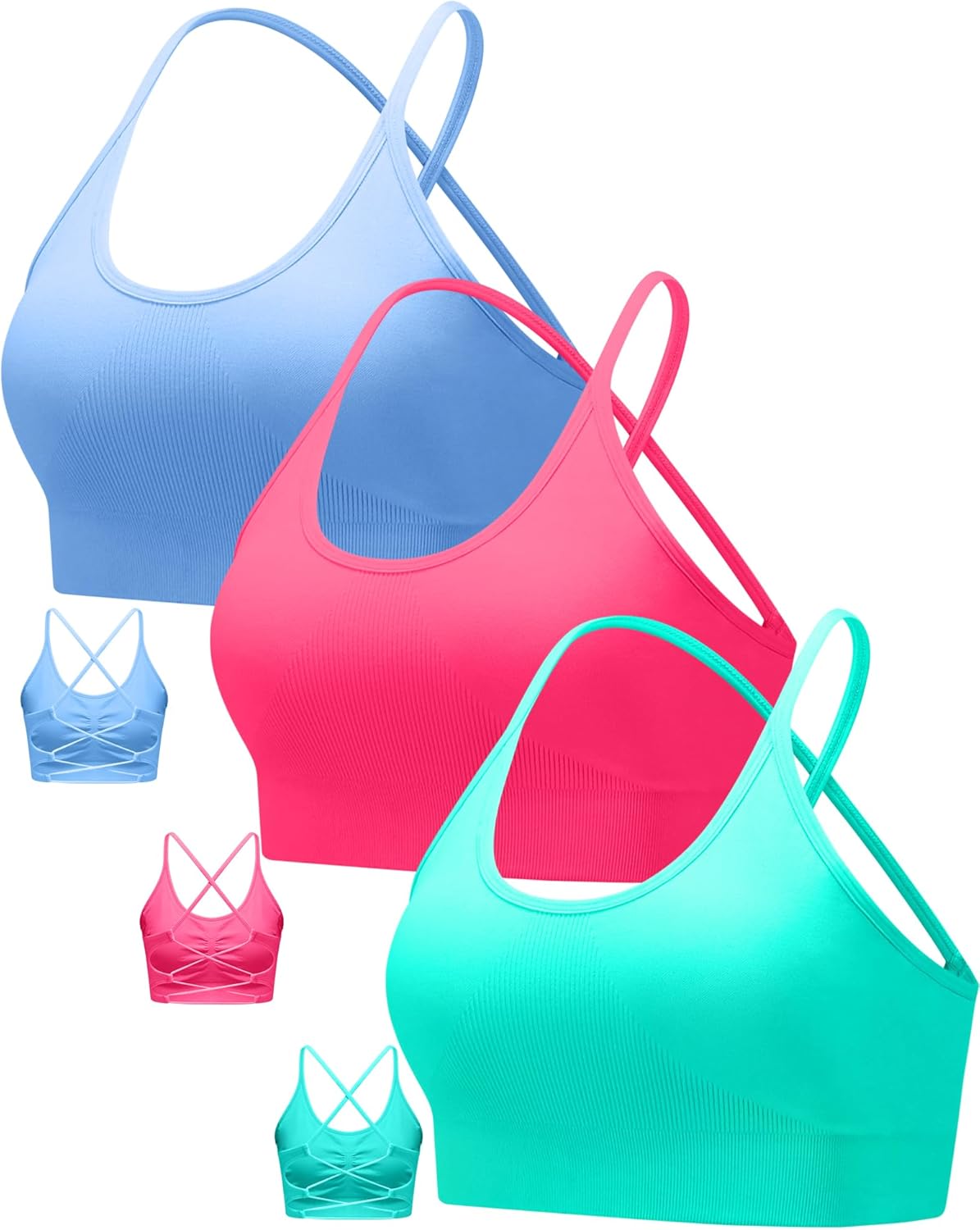 RUNNING GIRL Sports Bras for Women,Sexy Crisscross Back Seamless Padded Sports Bra Medium Support with Removable Pads