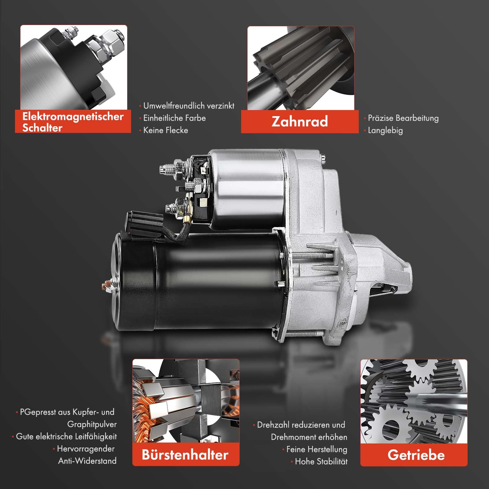 Frankberg Anlasser Starter Anlasser Auto Benzin 1,1 KW/12 V/10 Zähnezahl Kompatibel mit Corsa C X01 Astra G CC T98 Agila (A) H00 Astra G Caravan T98 Replace# 111123