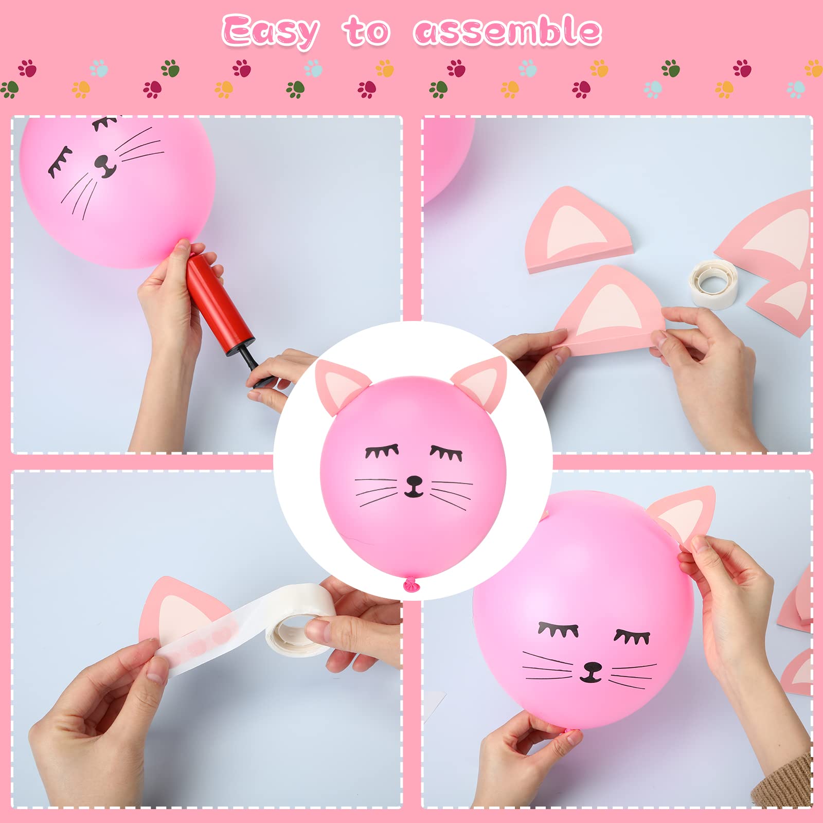 Amazon | ピンクの猫バルーン100個 DIY 猫の耳 ラテックスバルーン