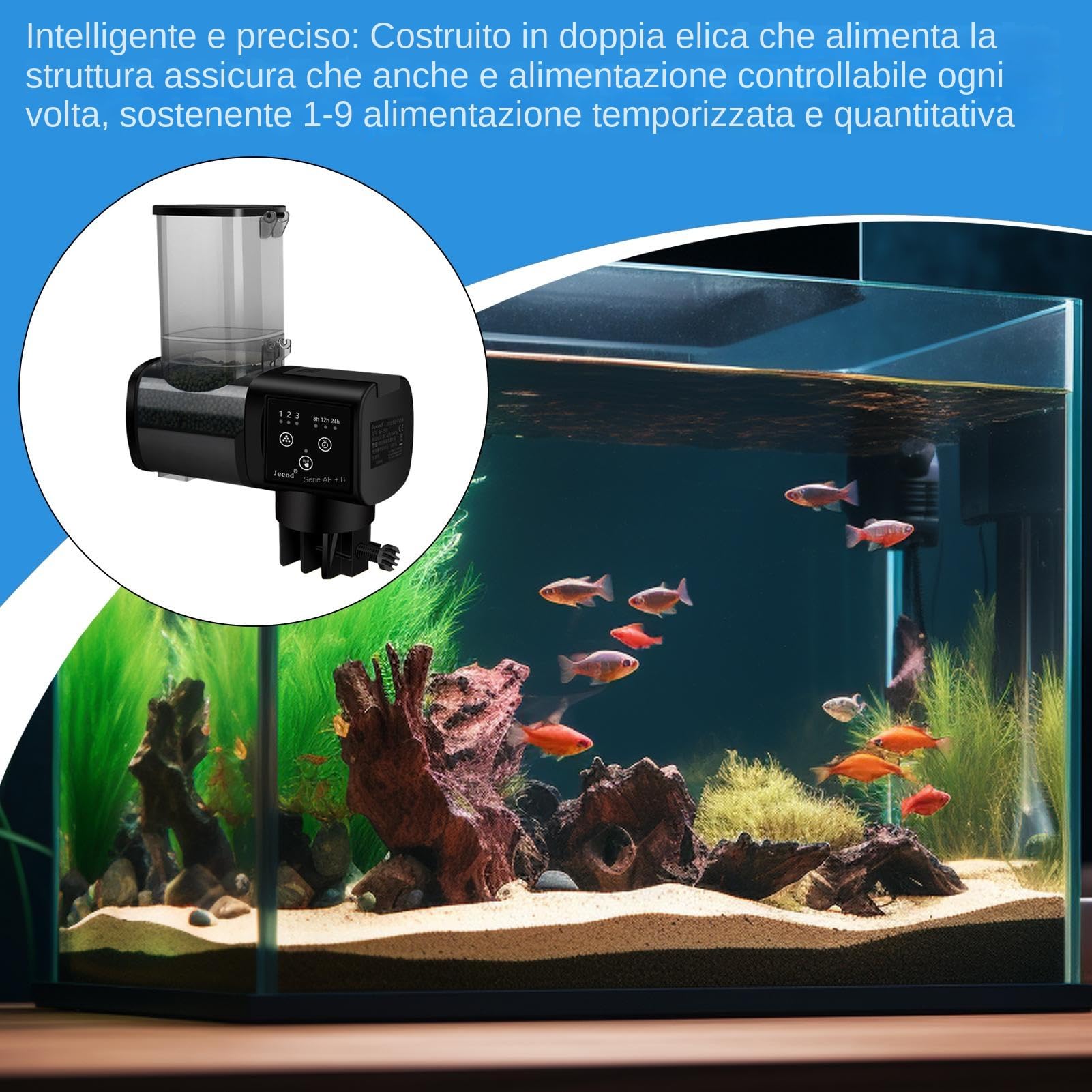 Alimentatore Automatico Per Acquario Alimentatore Automatico Cibo Da | Mangiatoia Acquario 500ml Adatto a Quotidiano, Weekend, Vacanze, Laghetto, Casa