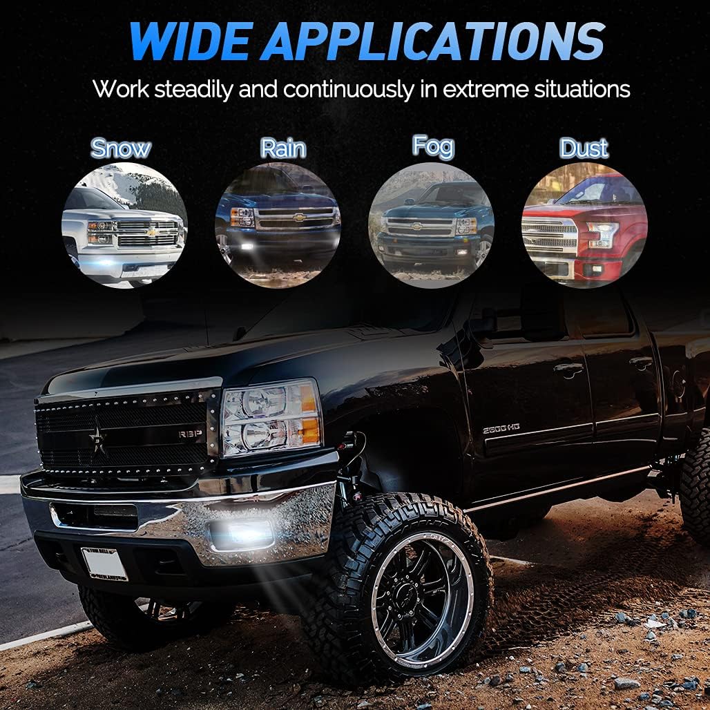 Z-OFFROAD New LED Fog Lights Bumper Driving Lamps for 2007-2014 Silverado 2007-2015 Suburban Tahoe 2007-2013 Avalanche GMC Yukon Pick Up Truck - Black