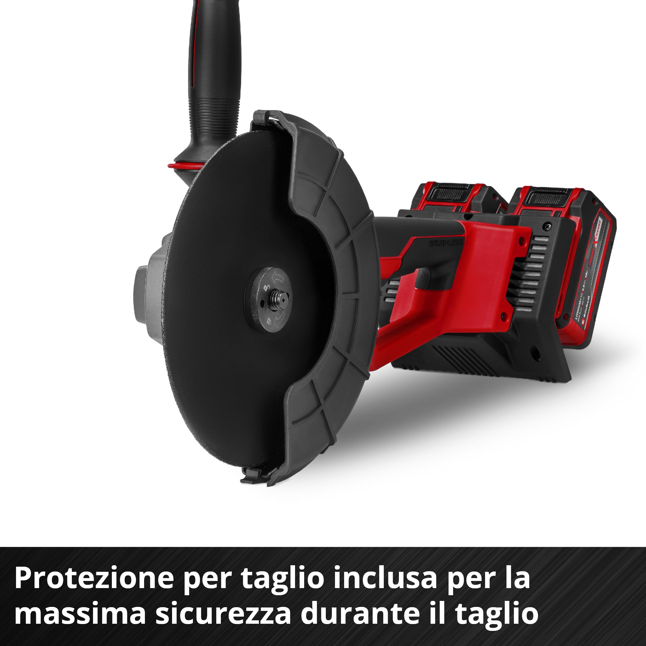 Einhell Professional Smerigliatrice angolare a batteria AXXIO 36/230 Q Power X-Change (36 V, 2200 W, 230 mm Ø disco, 70 mm profondità taglio, Brushless, Quick-Fix-Nut, senza disco, senza batteria)
