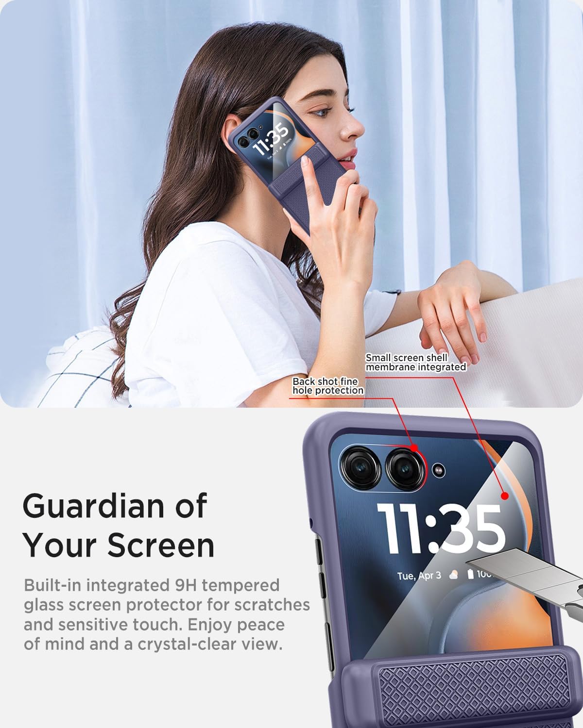Miimall for Motorola Razr 2025 Case [Hinge Protection],Moto Razr 2025 Case with Screen Protector[Military Grade Shockproof] Hard Ultra-Thin Slim Heavy Duty Shock Proof Drop-Proof Grip Cover,Blue