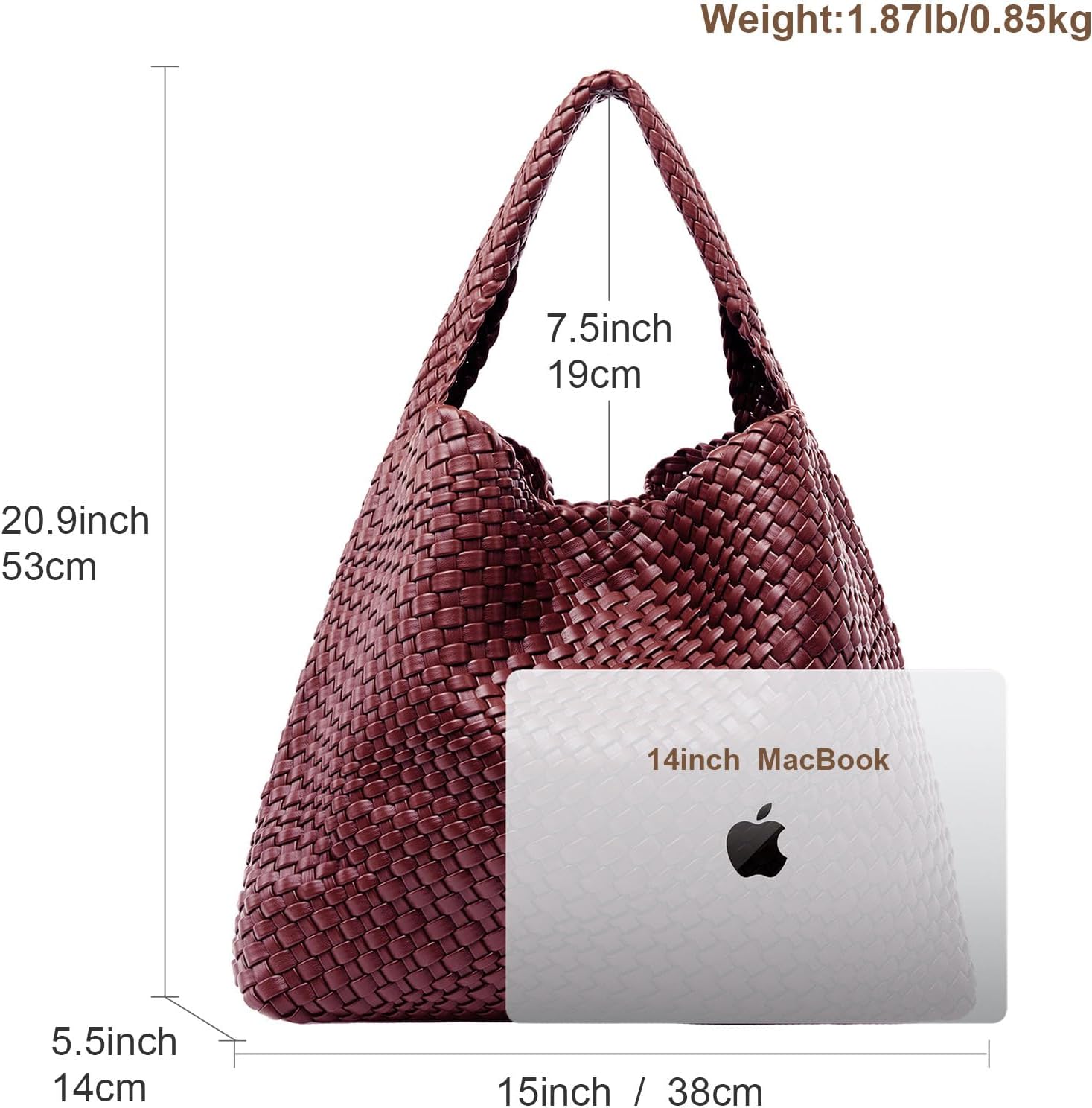 Large Woven Tote Bag for Women Weave Purse Woven Leather Handbag - Image 6