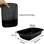 25pack 32oz Plastic meal prep container w/lid, Food prep containers, Take out containers，Food Storage container microwave and freezer safe- Black
