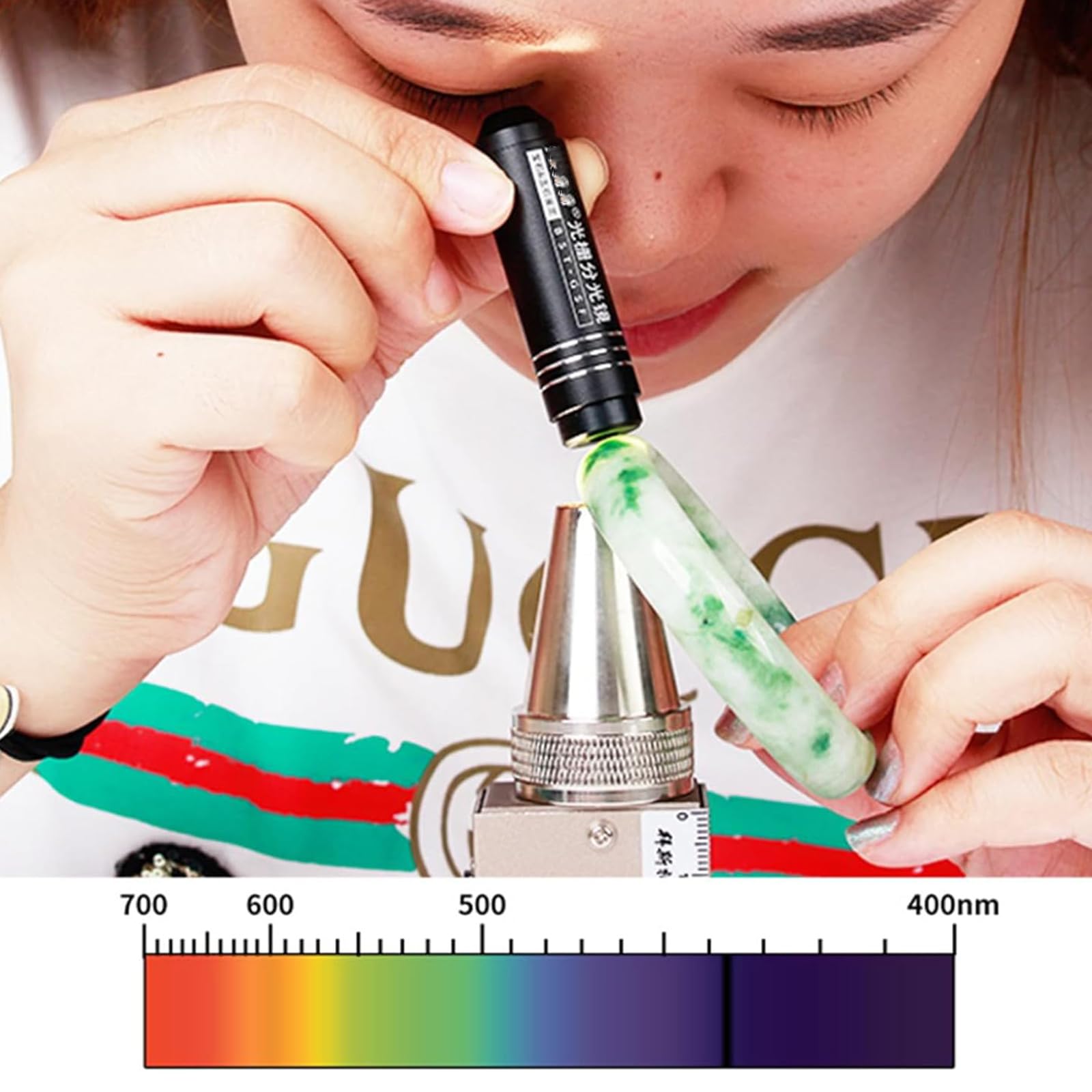 Spectroscope de diffraction portatif, spectroscope de diffraction à réseau gemmologique, loupe de bijoux en pierres précieuses d'identification for utilisation GIA