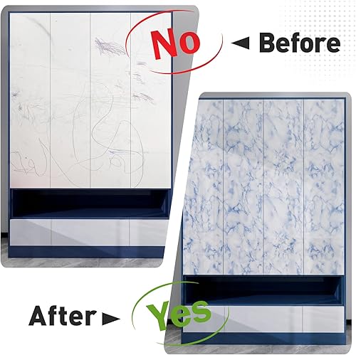 Miniatura 4 de Papel de contacto de mármol blanco y azul, papel tapiz para despegar y pegar, para encimera, muebles, impermeable, extraíble, brillante, papel de