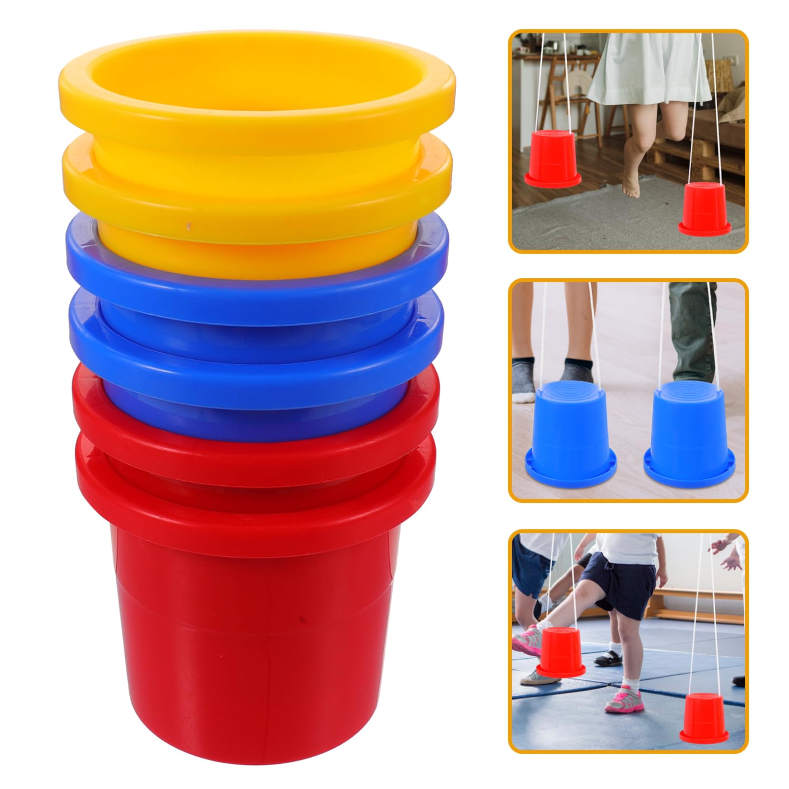 Toyvian 3 works Bucket Stilts Plastic Walking Stilts Kids Walking Cups Children Stepper Toy Balancing Stilts for Kids Balancing Training Outdoor Games Activities - Image 4