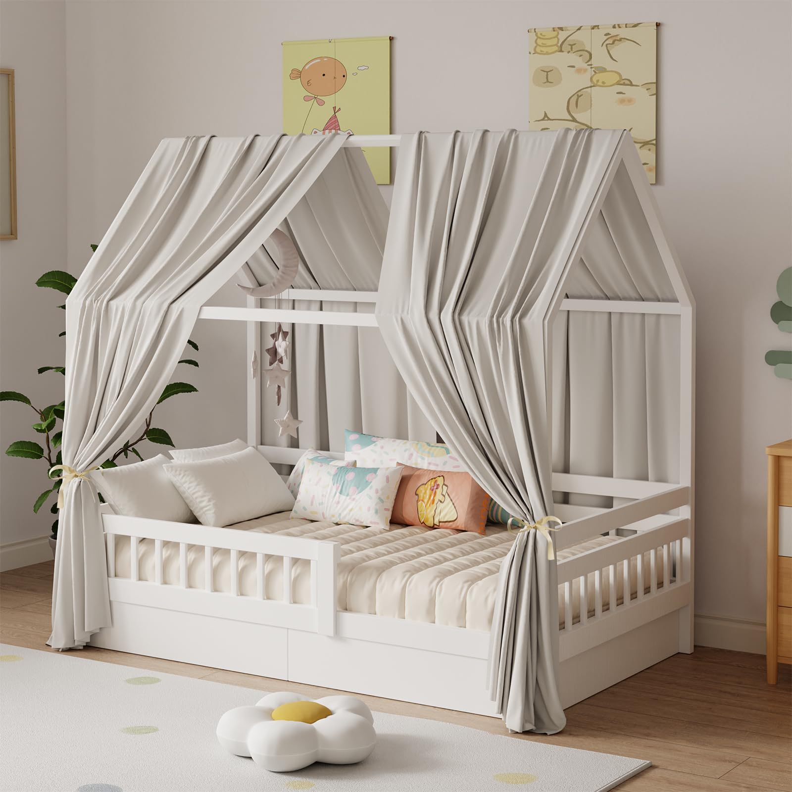 Ciel de lit en mousseline de qualité supérieure | Décoration de lit baldaquin camel