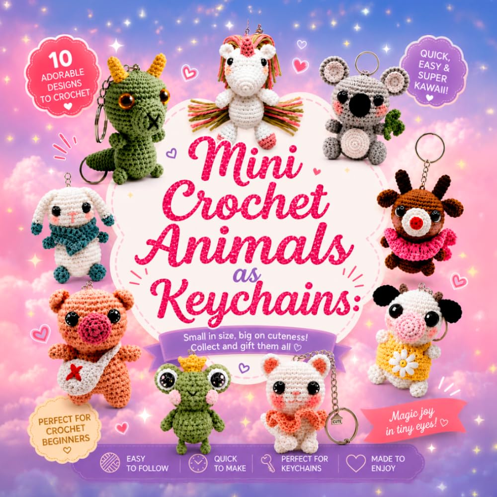 Mini Crochet Animals as Keychains: Amigurumi Crochet Keychains: Easy Animal Crochet Patterns for Beginners and Lovers of Cute Handmade Creations