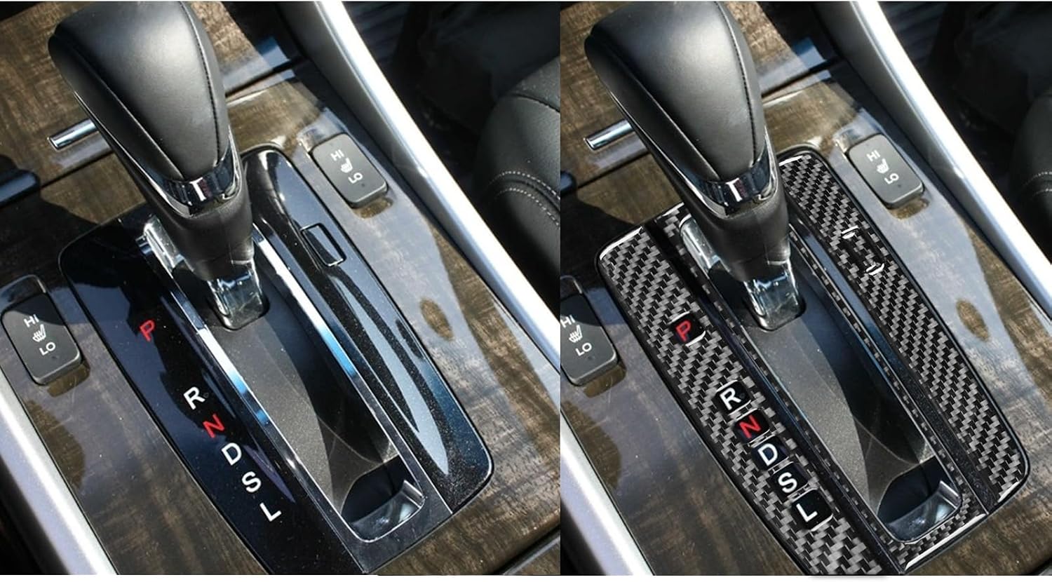 Auto Center Console Gear Shift Frame Decoration Panel 4pcs Set Decal Premium Sticker Cover Compatible With Honda 9th Gen Accord 2013-2017 Interior Trim Accessories Real Quality Soft Carbon Fiber Black