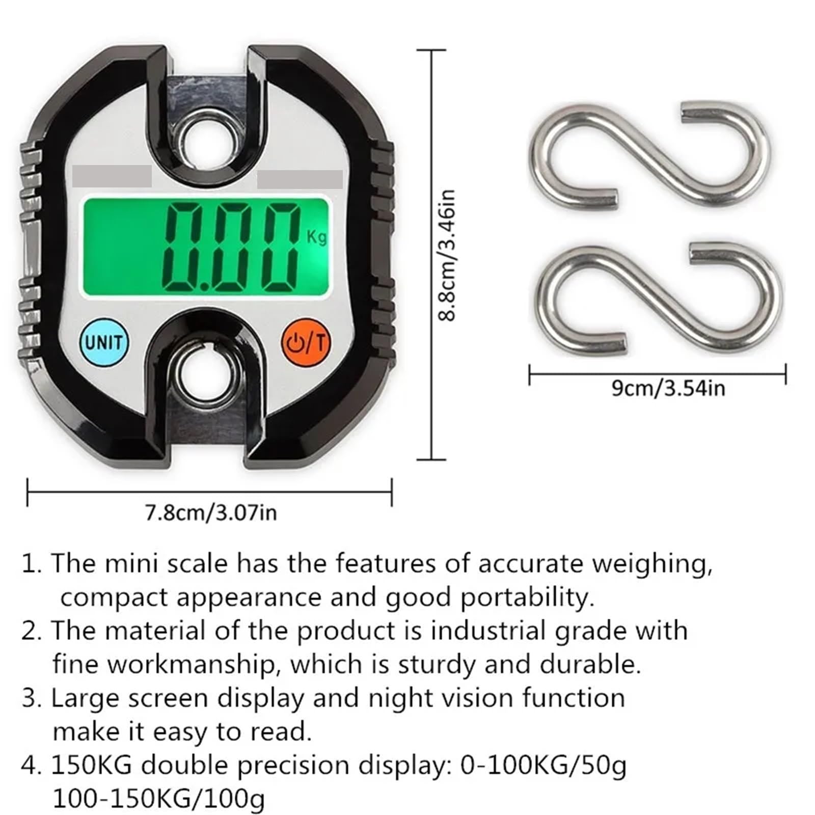 Bilancia da gru digitale, Bilancia Da Appendere 150 Kg/50 G Bilancia Elettronica Digitale For Pesare I Bagagli Bilancia A Gancio For Pesare(Oranje)