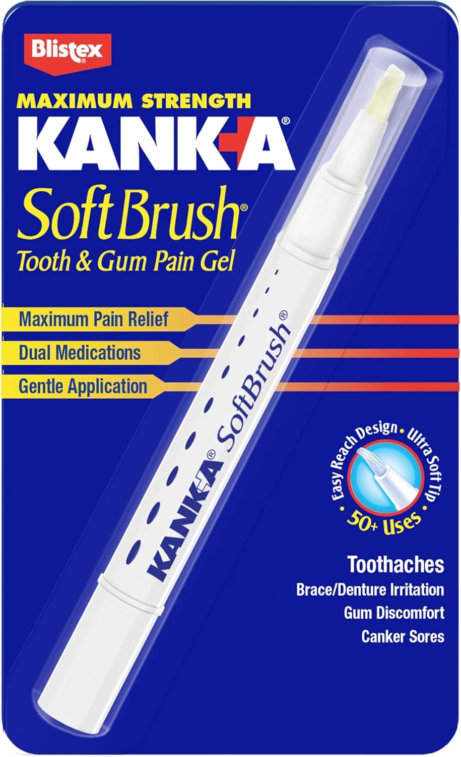 Kank-A Kank-A Soft Brush Tooth/Mouth Pain Gel Professional Strength, 0.07 oz (Pack of 4)Q