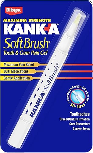 Kank-A Kank-A Soft Brush Gel para el dolor de dientes y boca de fuerza profesional, 0.07 onzas (paquete de 4) Q