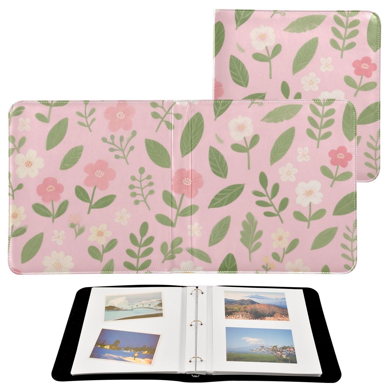 Photo Album 4x6, 5x7,6x8,Artificial Leather Photo Albums with 20 Detachable Sheets Plant Pattern for Family Wedding,Multi 24