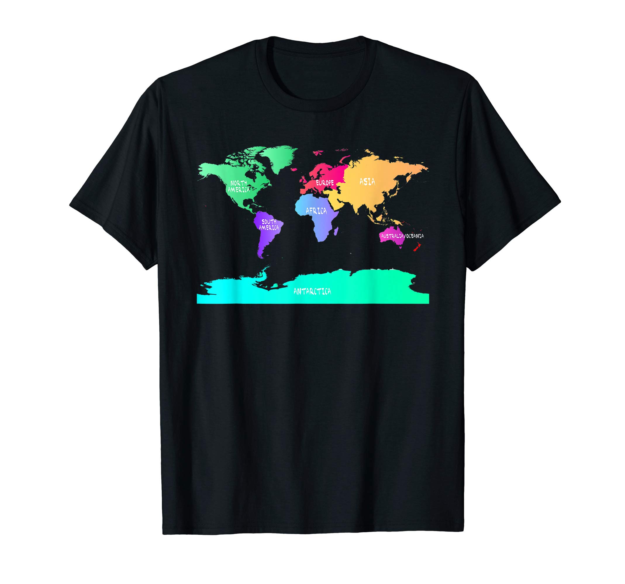 MASH MOSHWorld Map of All Seven Continents T-Shirt T-Shirt