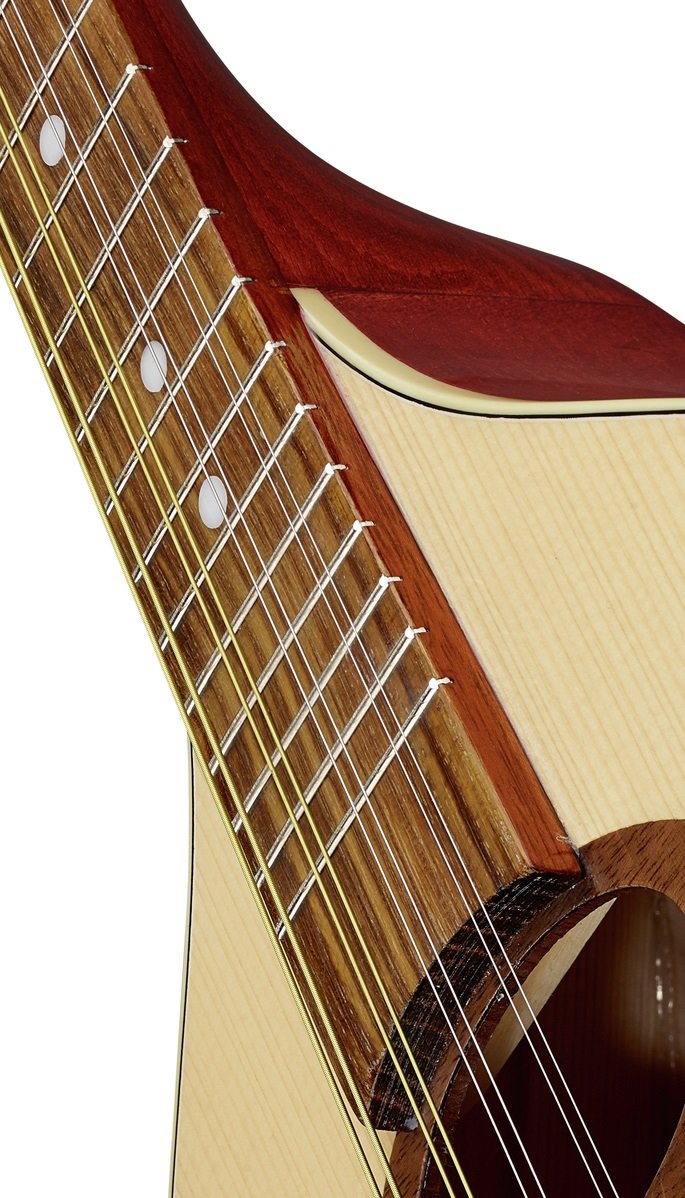 MANDOLINO PORTOGHESE 1 MADE IN EUROPE IN MASSELLO TOP ABETE E ACERO FONDO FASCE MANICO SCALA 332mm + BORSA