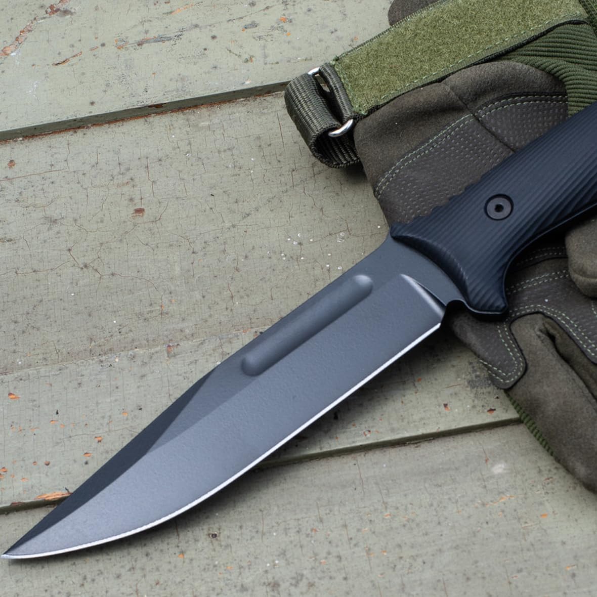 Spartan Blades Harsey Fighter Fixed Blade Knife, Black Polymer, 6.1" Black