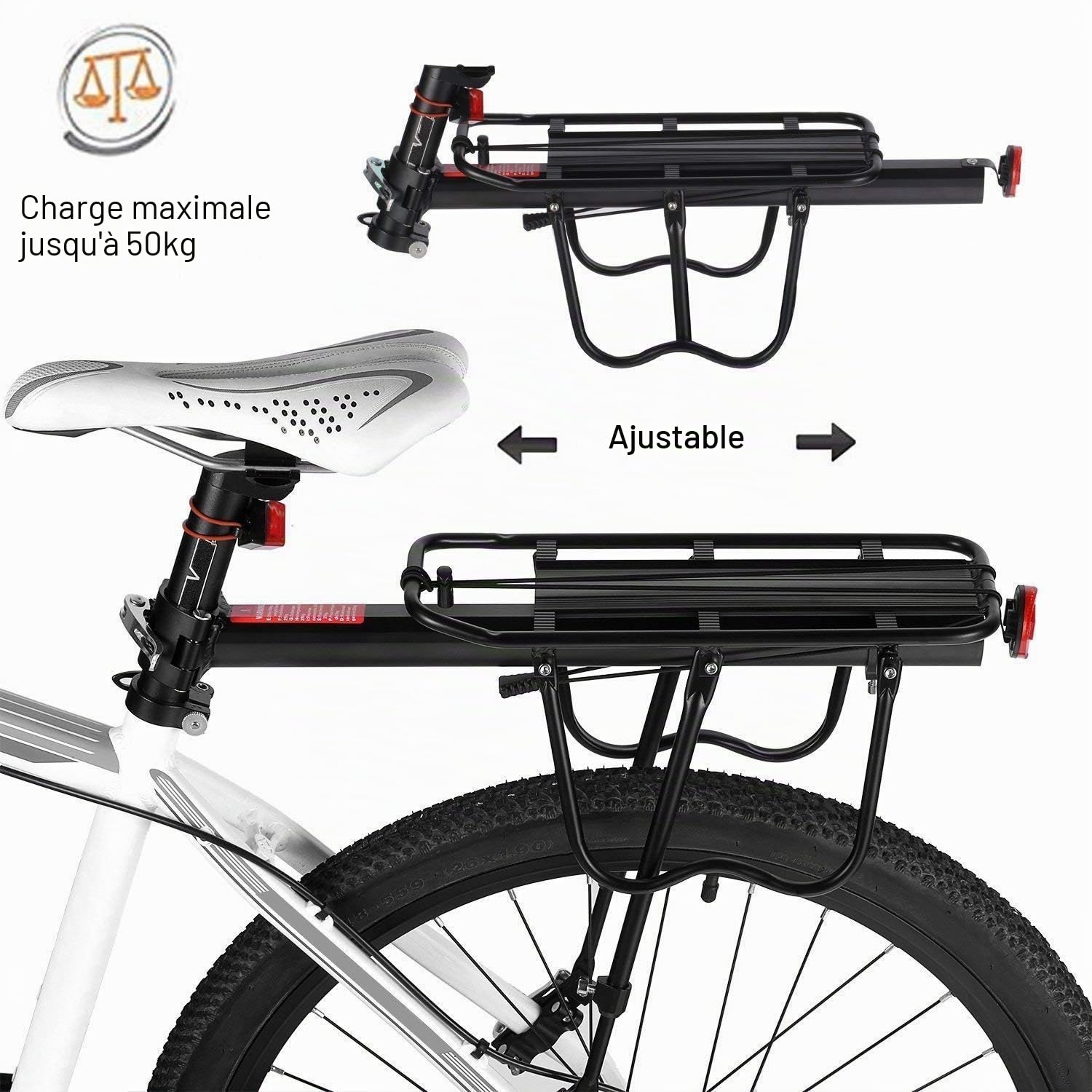Vélo Porte Bagage, Universel Transporteur Porte bagages arrière de vélo bicyclette accessoires Équipement Vélo Racks avec Réflecteur pour de Longues de Cyclisme