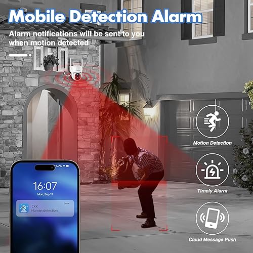 Miniatura 6 de Wi-Fi dual, lente dual de 2MP+2MP Sistema de cámara de seguridad 2K con doble lente para exteriores, con monitor LCD de 10 pulgadas, 4 cámaras PTZ