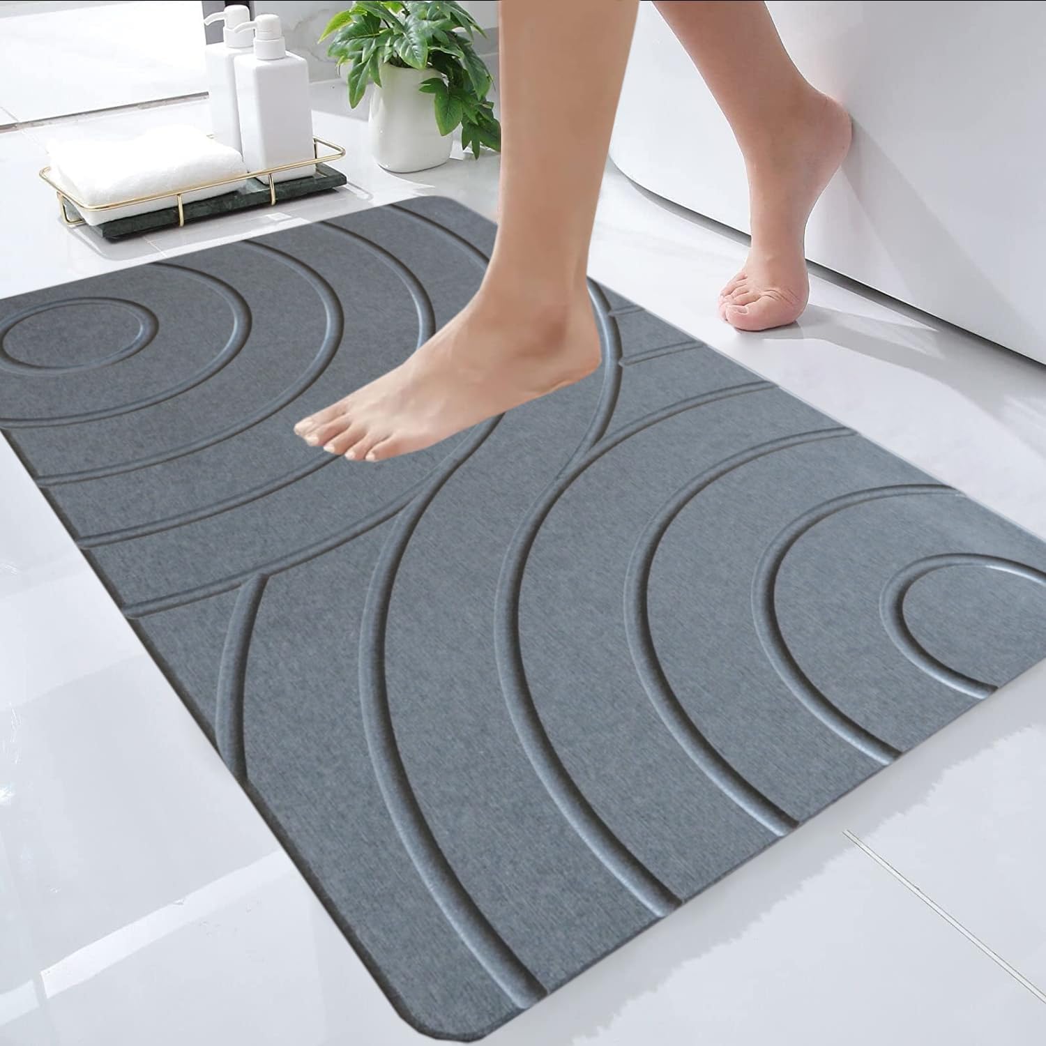 Evovee Stone Bath Mat Diatomaceous Earth Bath Mat Stone Rug