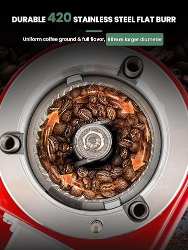 Miniatura 3 de Huanyu Molinillo de café eléctrico ajustable con 19 ajustes precisos de molienda de 35 onzas, 36 tazas, máquina de molienda de granos de café