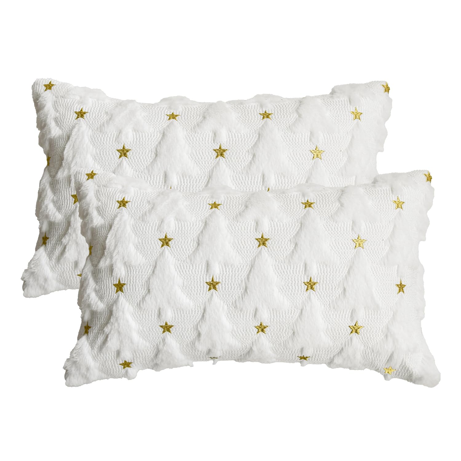 Housse de coussin fausse fourrure jacquard motif sapin de Noël chic lot de 2