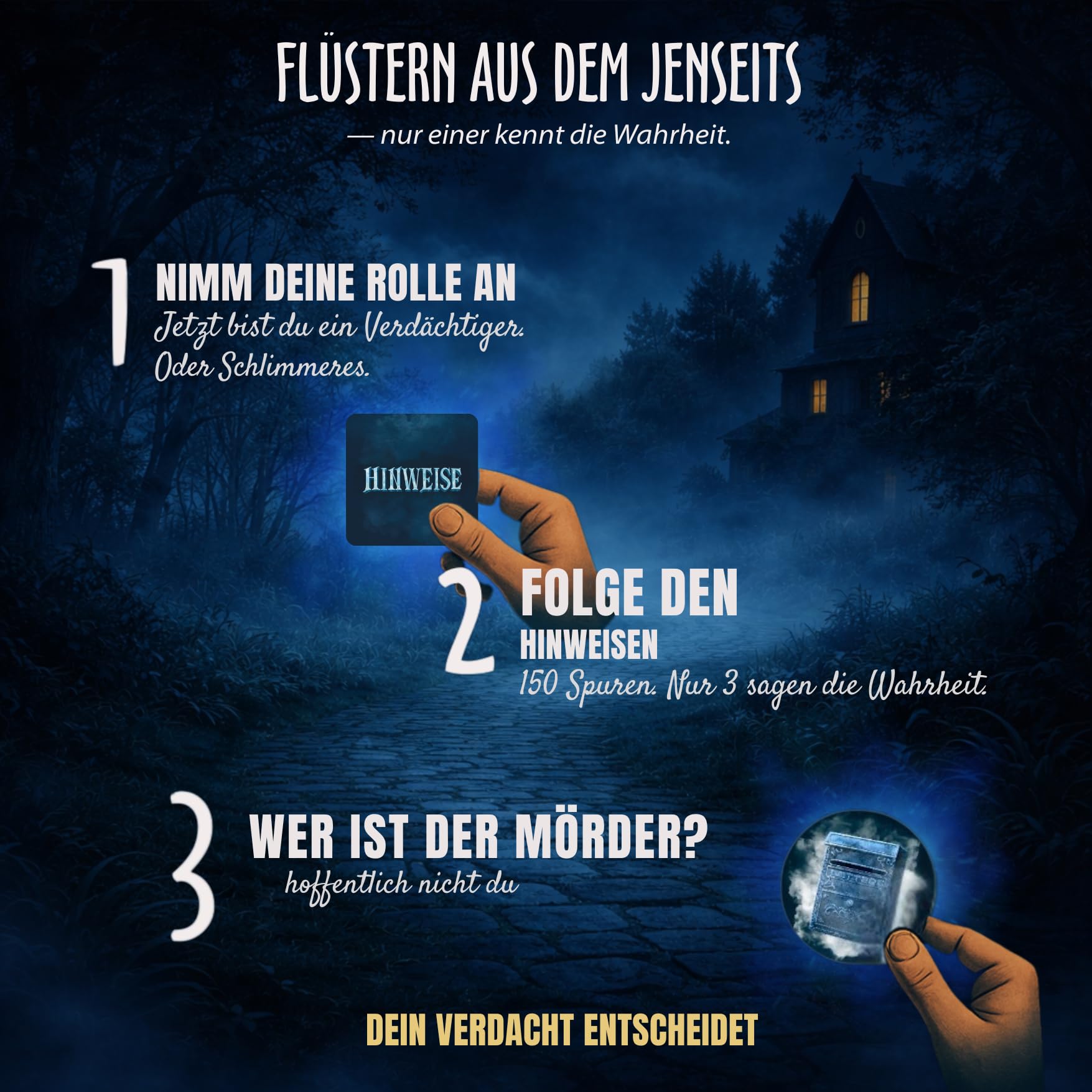 Ghost Letters Bundle – Grundspiel + Letterbox Erweiterung | Murder Mystery Detektivspiel mit 300 Hinweisen | Partyspiel & Krimidinner für 2–12 Spieler