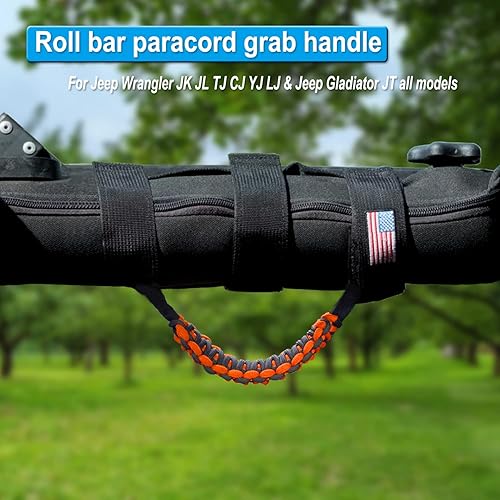 Miniatura 47 de Asas de agarre de barra antivuelco de cuerda de paracaídas prémium para Jeep Wrangler YJ TJ JK JKU JL JLU Sports Sahara Freedom Rubicon Unlimited X