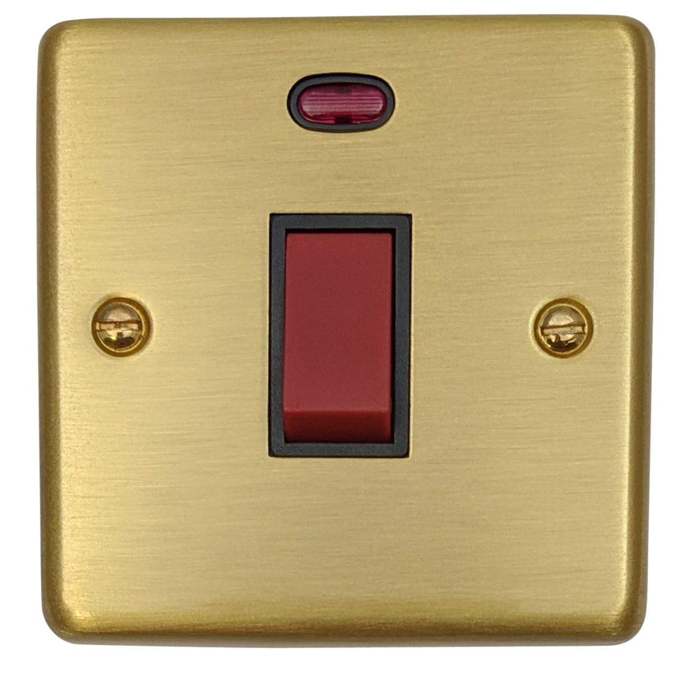G&H Brassware G&H Csb46b Standard Plate Satin Brushed Brass 45 Amp Dp Cooker Switch & Neon Single Plate