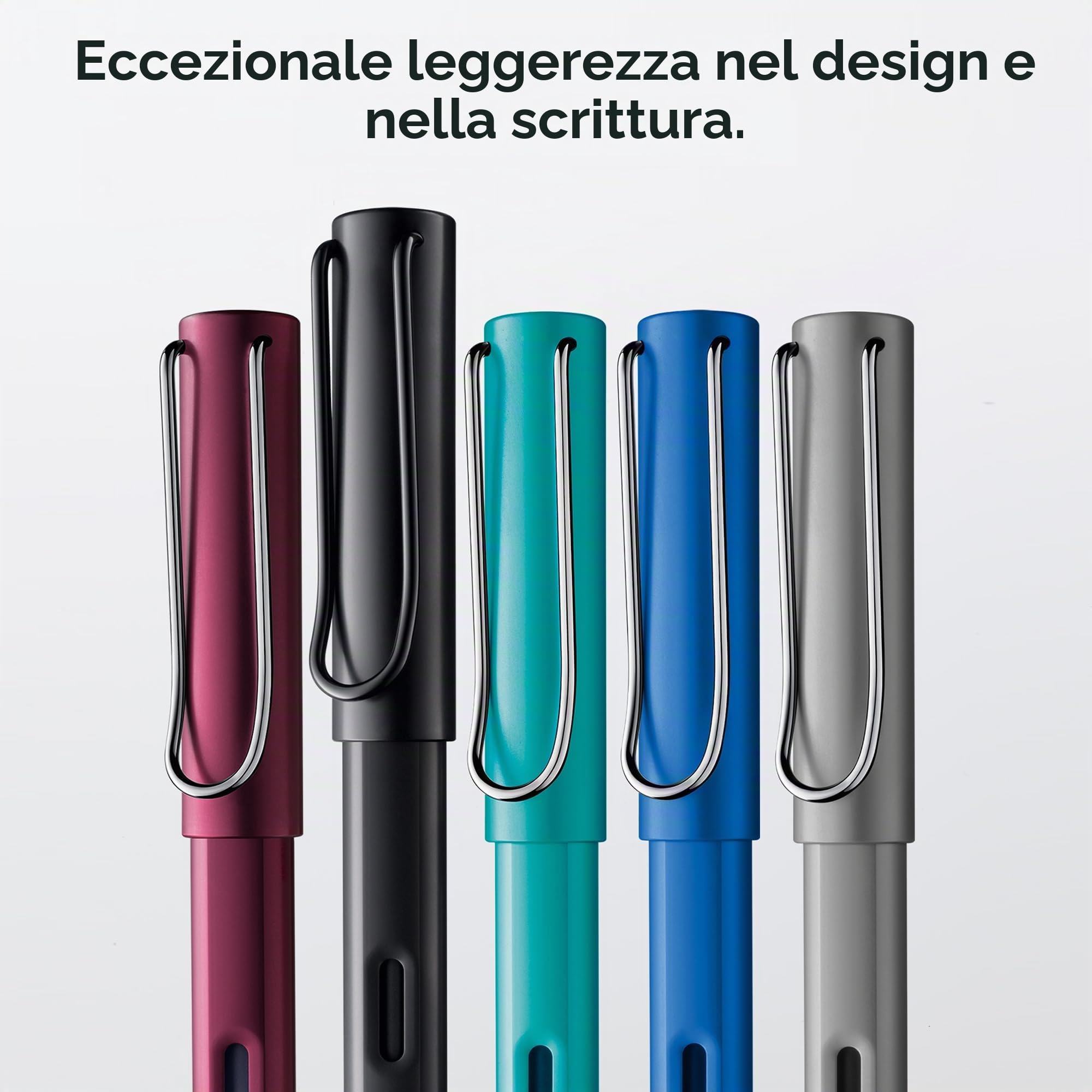 Lamy AL-star graphite - Stilografica con impugnatura ergonomica e pennino in acciaio lucido misura F - corpo in alluminio leggero - cartuccia T 10 blue inclusa - destrimani