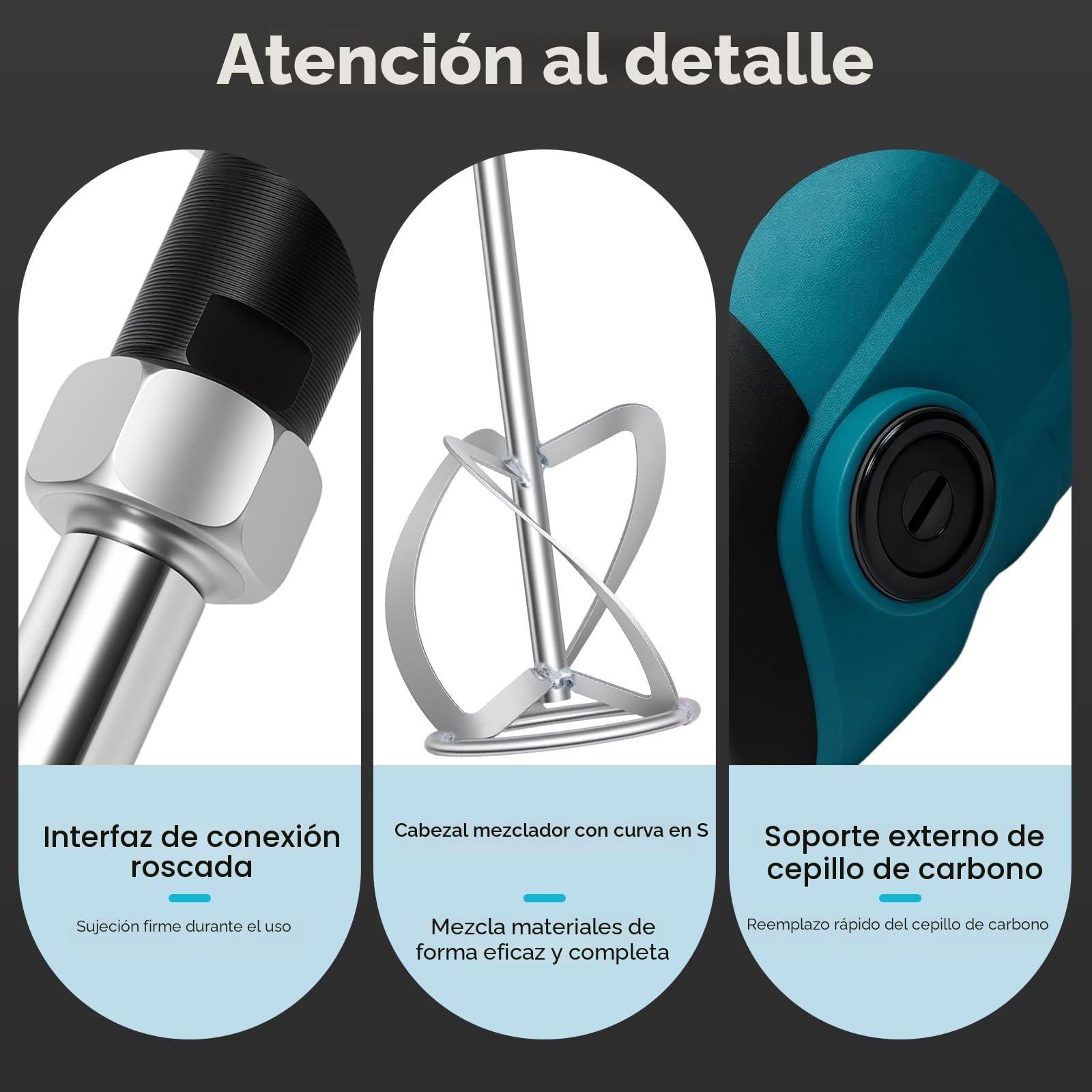 Mezclador de Mortero 2100W Hormigoneras Electricas 6 Velocidades Ajustables 800rpm Adecuado Para Cemento, Hormigón, Lechada Cemento Otros Materiales Viscosidad Media