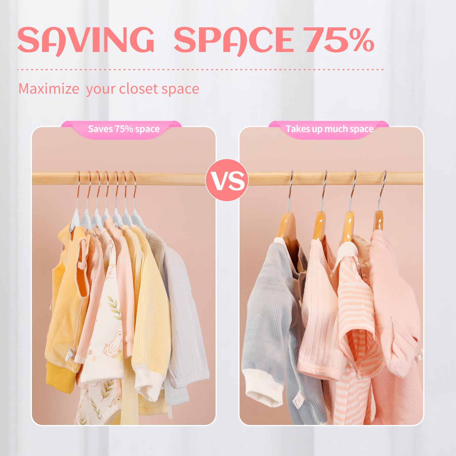 LEMEGA Perchas de Terciopelo para Bebés,Perchas para Ropa de Niños con Ganchos de Oro Rosa,Juego de 15, 28CM,Ahorro de Espacio,Antideslizante, 360 Grados Ganchos Giratorios-Blanco
