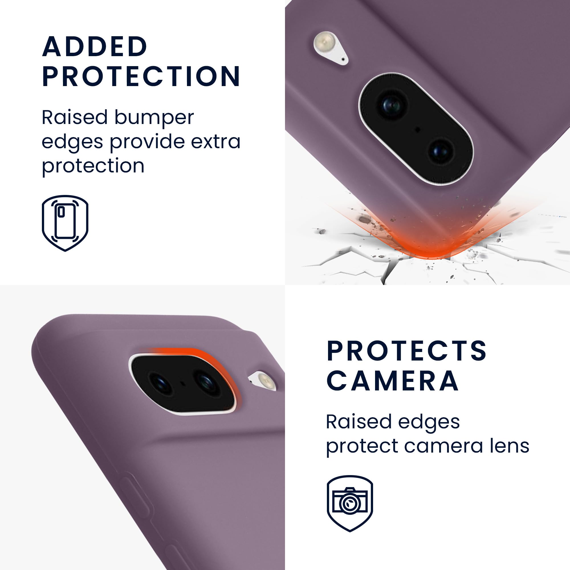 kwmobile Case Compatible with Google Pixel 8 Case - TPU Silicone Phone Cover with Soft Finish - Pale Iris - Image 3